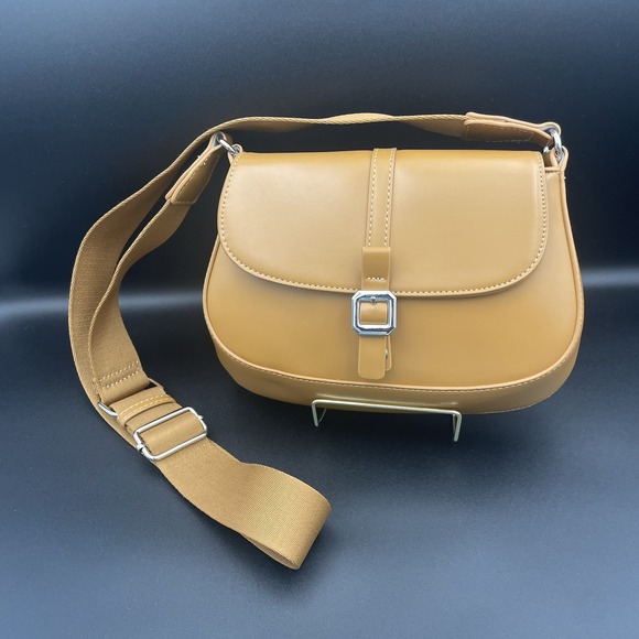 Tan Vegan Leather Boho Crossbody/Shoulder Bag-Purse 8.5"x5" NWOT Madison‎ West - Picture 2 of 16